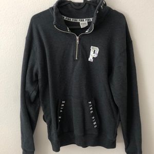 PINK BY VS GRAY QUARTER ZIP